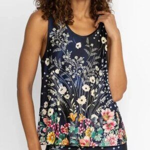 Johnny Was Bee Active Racerback Swing Tank Bursting Floral Pattern Size Medium